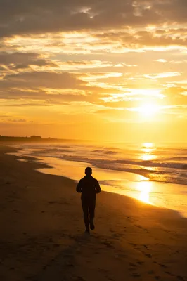 Golden Sunrise Walk Along Quiet Shore