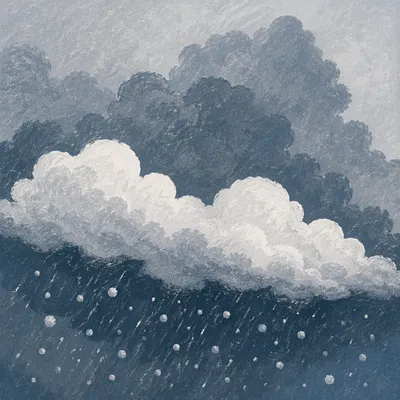 Intense Hailstorm Clouds in Open Sky