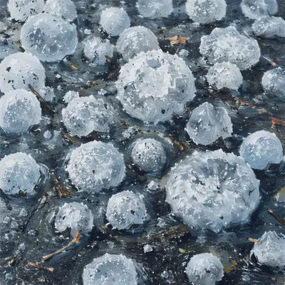 Macro Hail Stones After Severe Storm