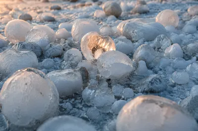 Macro Hailstones After Severe Winter Storm
