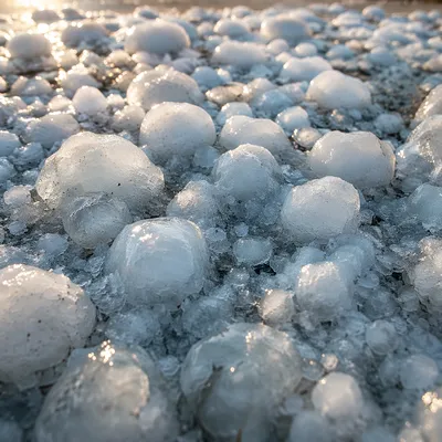 Macro Hailstones After Extreme Winter Storm