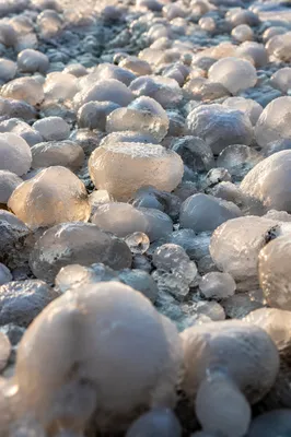 Macro Hailstones on Frozen Ground After Storm