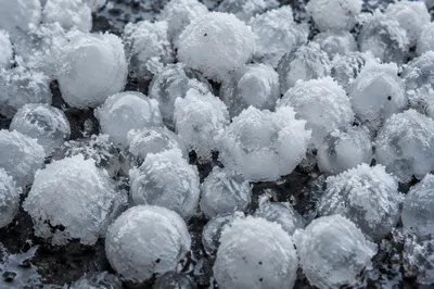 Macro Hail Stones After Extreme Storm