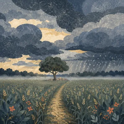 Hailstorm Clouds Over Rural Farmland