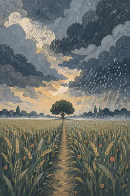 Hailstorm Clouds Over Rural Farmland