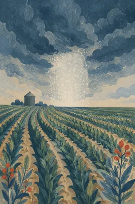 Approaching Hailstorm Over Rural Farmland