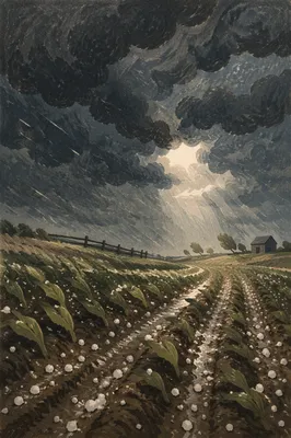 Hailstorm Gathering Over Rural Farmland