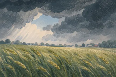 Rural Farmland Beneath Approaching Hailstorm Clouds