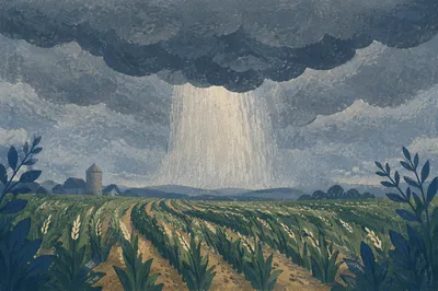 Approaching Hailstorm Over Rural Green Farmland