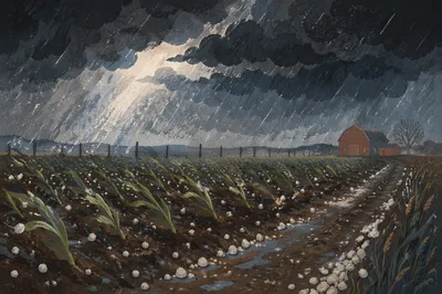 Hailstorm Gathering Over Rural Farmland