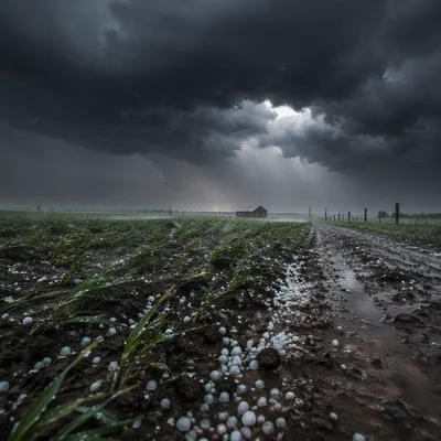 Rural Farmland Beneath Approaching Hailstorm Clouds