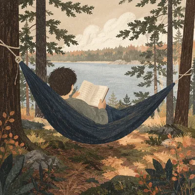 Peaceful Forest Hammock Reading Retreat