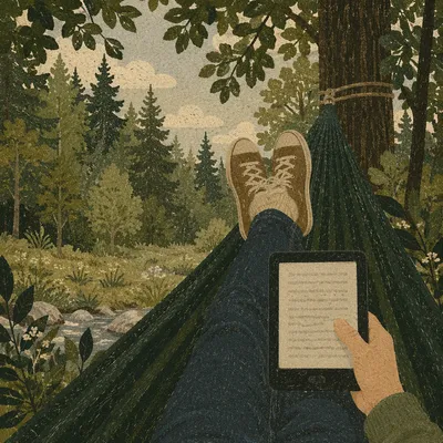 Peaceful Forest Hammock Reading View