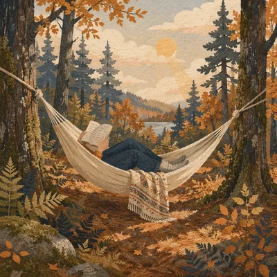 Peaceful Forest Hammock Reading Retreat