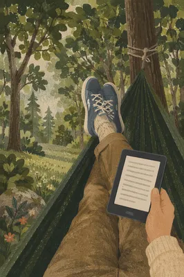 Peaceful Forest Hammock Reading View