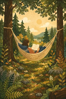 Peaceful Forest Hammock Reading Retreat