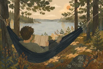 Peaceful Forest Hammock Reading Retreat