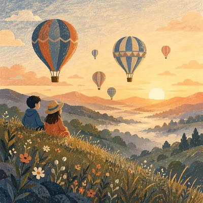 Colorful Hot Air Balloons at Sunrise