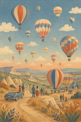 Colorful Balloons Above Sunrise Valley