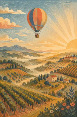 Colorful Hot Air Balloon at Sunrise