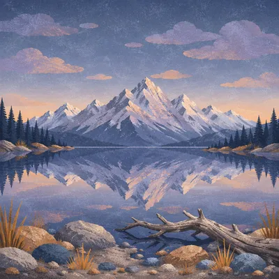 Still Alpine Lake Mountain Reflection at Dawn