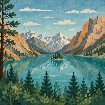 Still Alpine Lake Reflection with Mountains