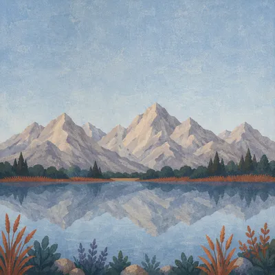 Calm Mountain Lake Reflection at Dawn