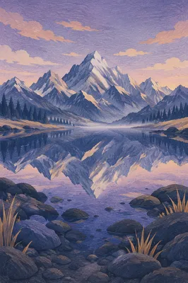 Still Alpine Lake Reflection at Blue Hour