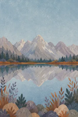 Calm Mountain Lake Reflection at Dawn