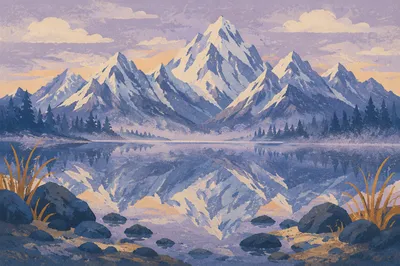 Still Alpine Lake Reflection at Blue Hour
