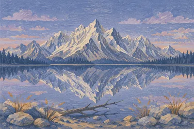 Still Alpine Lake Reflection at Blue Hour