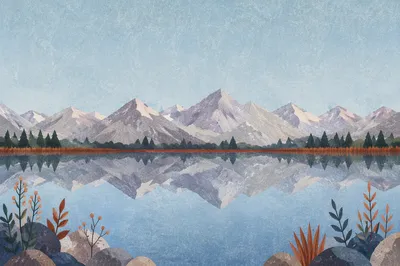Calm Mountain Lake Reflection at Dawn