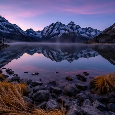 Still Alpine Lake Reflection at Blue Hour