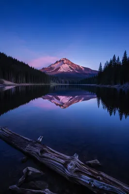 Serene Alpine Lake Reflection at Blue Hour