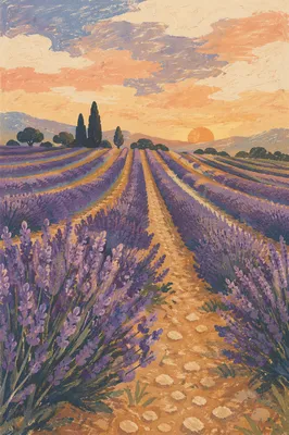 Golden Hour Lavender Rows in Provence