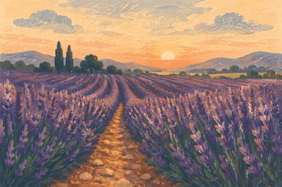 Golden Hour Lavender Rows in Provence