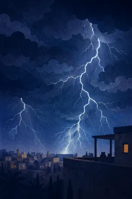 Dramatic Lightning Storm Over Night City