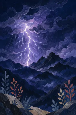 Lightning Over Remote Mountain Thunderstorm