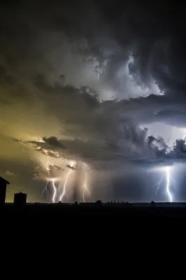 Dramatic Night Thunderstorm Over Rural Horizon