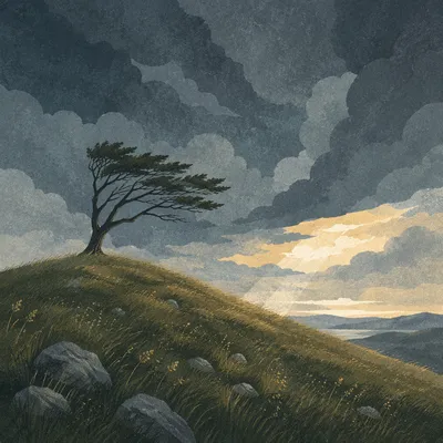 Lone Tree Beneath Dramatic Storm Clouds