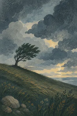 Solitary Tree Beneath Dramatic Storm Clouds