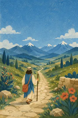 Meadow Path to Snowy Mountain Peaks