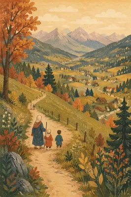 Winding Meadow Path to Hazy Mountains