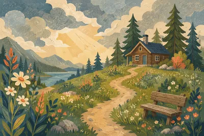 Meadow Path to Misty Mountain Cabin