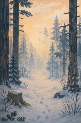 Misty Forest Dawn with Golden Sunbeams