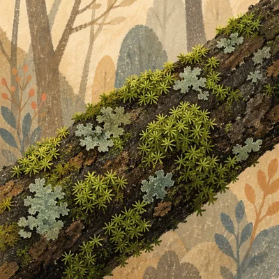 Moss Covered Tree Trunk Macro Texture