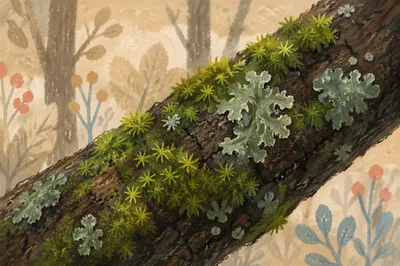 Moss Covered Tree Trunk Macro Texture
