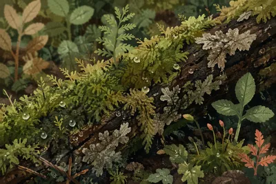 Mossy Forest Tree Trunk Macro Detail