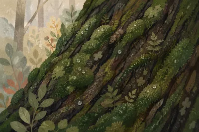Moss Covered Tree Trunk Forest Texture
