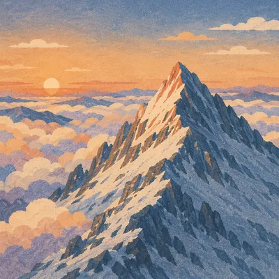 Majestic Mountain Peak Above Cloud Sea